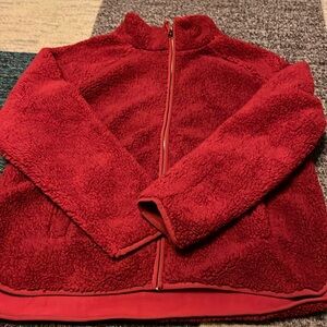 Sonoma NWOT - fuzzy full zip maroon jacket  size medium
